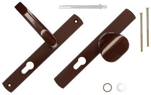 KOTARBAU® Juego de manilla y pomo para puerta, Manilla de cilindro de perfil 72 mm, Manillas de aluminio - marrón, 2 Manetas, Manijas de placa larga, Kit de montaje incluido, Picaporte con pomo
