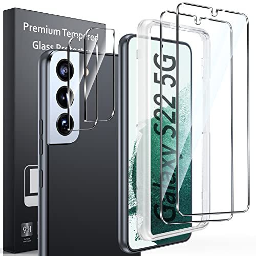 LK für Samsung Galaxy S22 für Panzerglas mit 2 Glas & 2 Kameraschutz | 9H Härte Bruchsicher Kratzfest Schutzglas, Anti-Fingerabdruck, Rahmen-Installationshilfe, 0 Staub & Blasen, HD-klar