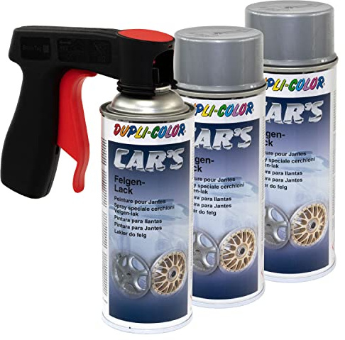 Felgenlack Lack Spray Car's Dupli Color 385919 Silber 3 X 400 ml mit Pistolengriff