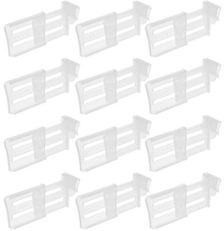Luxshiny Adjustable Transparent Fridge Door Shelf Di 12PCS Transparent Refrigerator Divider Adjustable Fridge Organisers Refrigerator Dividers Organizer for Dressing Table Kitchen Storage