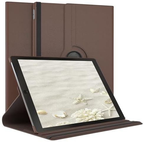 EAZY CASE - Tablet Hülle für iPad Pro 12,9 2. Generation 2017 Schutzhülle 12.9 Zoll Smart Cover Tablet Case Rotationcase zum Aufstellen Klapphülle 360° drehbar Standfunktion Tasche Kunstleder Braun