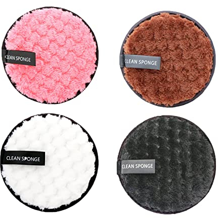 Confezione Da 4 dischetti struccanti lavabili, Spugne Di Cotone Struccanti Organiche, Spugne Detergenti Facciali Riutilizzabili, Adatto Per La Rimozione Del Trucco, La Pulizia Del Viso