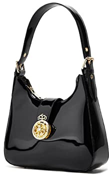YAQUNICER Borsa lucida in pelle verniciata per le donne Borsa a tracolla Party Wedding Borse Tote portafoglio-Nero