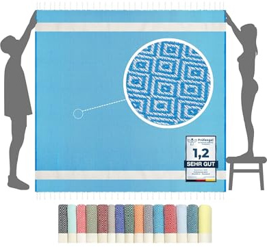 furora Holiday Strandtuch XXL 200x200 cm: Baumwolle, leicht dünn | Picknickdecke Stranddecke + Strandhandtuch Groß, Hamamtuch Saunatuch Damen Herren, Beach Towel Cotton Strandlaken, Urlaub Must Have