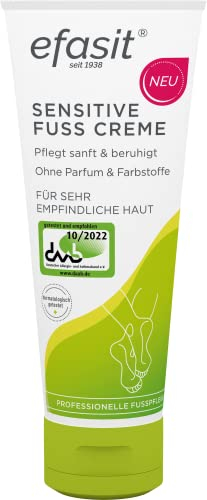 efasit Sensitive Fußcreme, 75 ml - Fusscreme sehr trockene Füße, Urea Fusscreme, geeignet bei Neurodermitis, Fußcreme für empfindliche Haut, pflegt und beruhigt irritierte, juckende Haut
