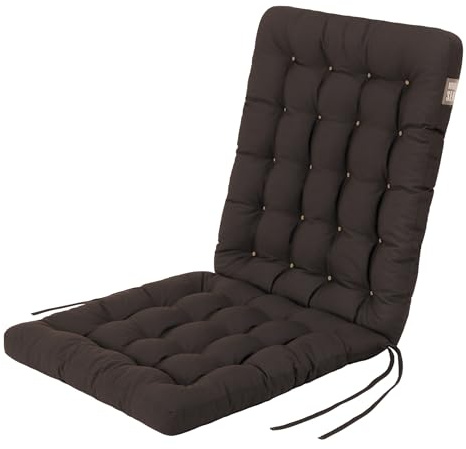 HAVE A SEAT Living Gartenstuhlauflage Niedriglehner 100x48 cm – Orthopädisch & 6 cm Dick – Wetterfest & Waschbar bei 95°C – 1er Set – Dunkelbraun | Serie Luxury