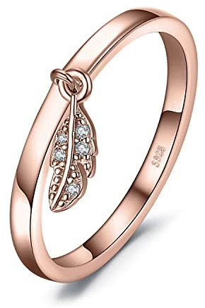 JewelryPalace Verlobungsring Eheringe Ring Silber 925 Damen, Zirkonia Silberringe Trauringe Damenring Vorsteckring Hochzeitsringe Memoirering Ewigkeitsring Band Ringe Set, Damen Schmuck Rosegold 62