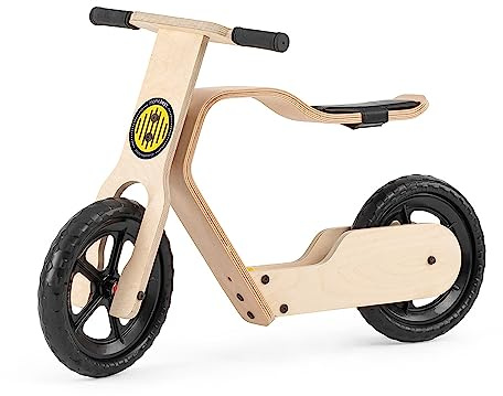 Mamatoyz RideMe Montessori Laufrad zum Aufsitzen aus Naturholz mit Sattel und verstellbarem Lenker für Kinder, fördert Gleichgewicht, Autonomie und Muskelentwicklung