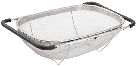 Supercap - Passoire ovale en acier inoxydable de 4 litres, passoire extensible à mailles fines pour évier de cuisine, légumes, égoutter, rincer les fruits