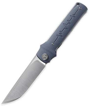 Petrified fish PFB04 Klappmesser, 3.82 D2 Satin Klinge G10 Griff, Mit Kugellager EDC Taschenmesser (Gray Satin) | Blauer G10 Griff, Taschenclip, Linerverriegelung, Keramikkugellager, EDC Messer für Camping Outdoor