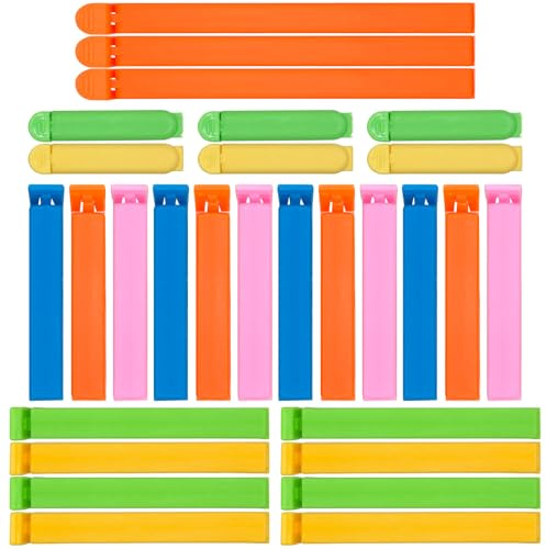 32 Stück Verschlussclips,Lebensmittel Clips Kunststoff 7/9/11/16 cm Verschlussklammern Plastik Mehrere Farben Küche Tütenclips Dichtungsclip Kunststoff Verschlussklammern für Süßigkeit Kekse Kaffee
