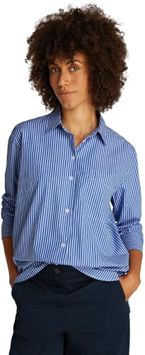 Tommy Hilfiger Donna Camicia Poplin Easy Fit Oversize, Multicolore (Blue STP), 50