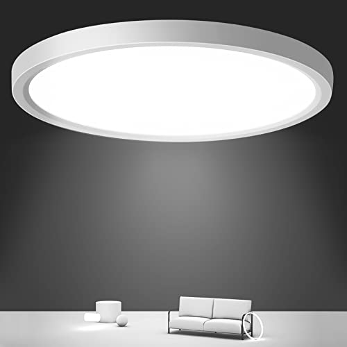 Oraymin LED Deckenleuchte Flach Rund, Deckenlampe 24W IP44 Wasserdichte Badezimmer Lampe, 3000K|4000K|6500K Schlafzimmerlampe LED Panel für Küche Schlafzimmer Flur Keller Balkon, Durchmesser 30cm