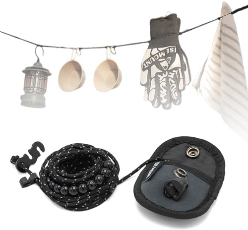 ZVRSUA Corde à Linge Portable, Corde à Linge D'extérieur Rétractable et Escamotable, Gadgets de Voyage Essentiels pour Camping-Car et Accessoires，3,5 Mètres de Long