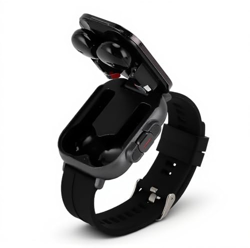 Smartwatch med Hörsnäckor, 2,01 Tums Skärm Smartwatch Wireless Headset Fitness Tracker Watch med Silikonband för IOS för Android