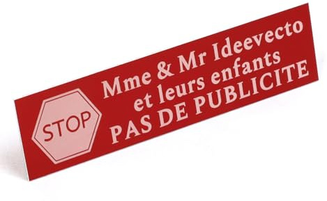 Plaque Boite Aux Lettres Aluminium Rouge Personnalisable Adhésif - Dimension 100x25mm - Epaisseur 1mm - Résistant Aux Intempéries et UV - Léger et Facile à Poser