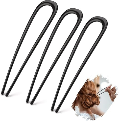 Mbsomnus 3 st fransk hårnål metall 14 cm/5,5 tum fransk nål fransk tvinnad hårnål u-formad hårgaffel svart hårnålar stor updo hårnål för kvinnor flickor alla frisyrer dekorativa tillbehör
