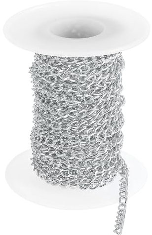 sourcing map 16.4Feet Aluminum Link Chain, Link Cable Chain Oval Plated Chain Bulk Craft Making Chain Roll for DIY, 5.5x3.5x1mm, Silver