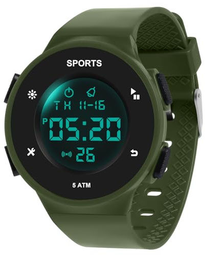 OFFCUP Reloj Digital para Hombre, Reloj Deportivos de Silicona con Luz Trasera LED, Alarma, Fecha, a Prueba de Golpes, Relojes de Pulsera para Hombre (Verde)