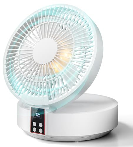 Tischventilator, USB Ventilator mit Fernbedienung, Leise & Tragbar, Oszillierender Tisch Ventilator mit 3 Geschwindigkeiten, Campingventilator für Reisen, Outdoor, Heimbüro-Weiß