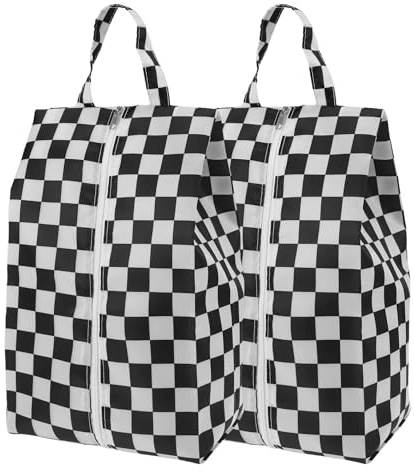 CAPASTEC 2 STK Reiseschuhtaschen, Schwarz Weiß, Wasserdicht, Für Reise | Polyester, Staubdicht, Feuchtigkeitsbeständig, Mit Tragegriff, Größe: 19x15x35cm