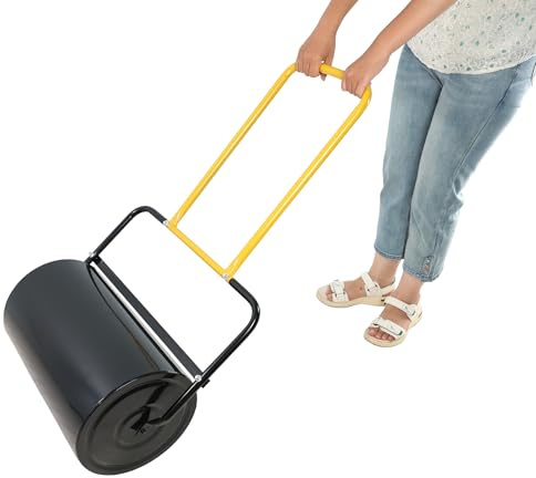 Lawn Roller -10.5 Gallons Heavy Duty Water/Sand Fillable Garden Roller with U-Shaped Handle, Tow Behind Grass Sod Roller for Leveling Lawn, Yard, Baseball Field