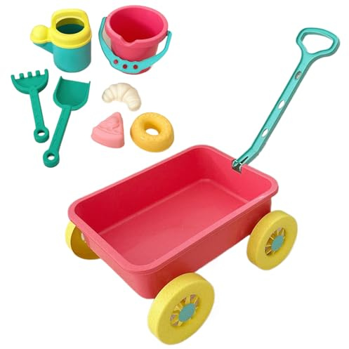 Rrlihjgu Kit di costruzione del castello di sabbia, secchio e pala da spiaggia,piccoli secchi educativi e pellet con carrello | Set di gioco interattivo all'aperto per ragazze ragazzi adolescenti