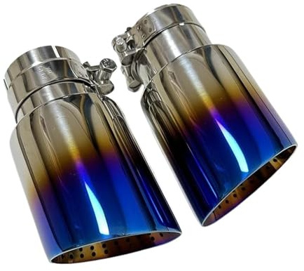 VREFOEAX D'échappement Arrière 1 pièces Mobiles Tuyau d'échappement Silencieux Gorge Queue Acier Inoxydable Nid guêpe Bleu rôti Bouche Trompette Grand diamètre(60mm-89mm)