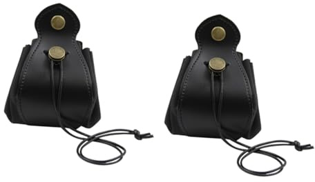 BESPORTBLE 2 Piezas Bolsa de Dados de Cuero Vintage para Joyería y Bolsa Pequeña con Cierre de Cordón para Dados Monedas y Accesorios Dimensiones Color Negro
