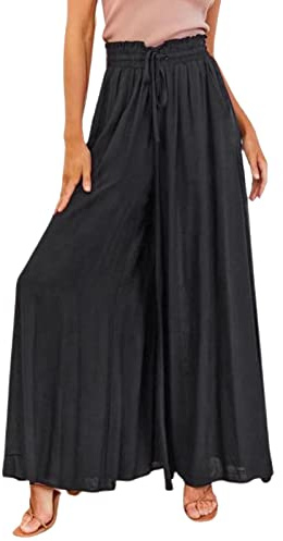 Generisch Hosenrock Damen Sommer - Sommerhosen Leicht Und Luftig Elegant Palazzo Hose Leicht Damenhosen Lang Schlupfhose Freizeithose Palazzohose Weite Haremshose Stoffhose Mit Taschen