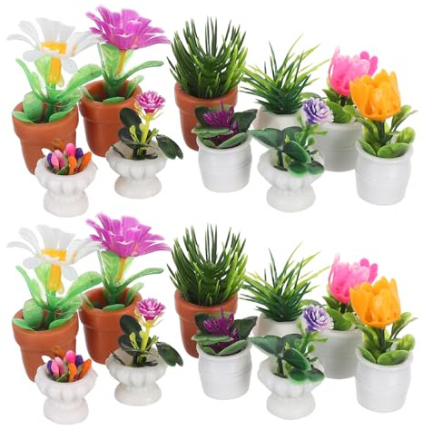Toyvian 20pièces Ornements de Plantes Miniatures Résine Plantes Miniatures Pot Fausses Mini-Plantes pour Décoration de Maison de Poupée