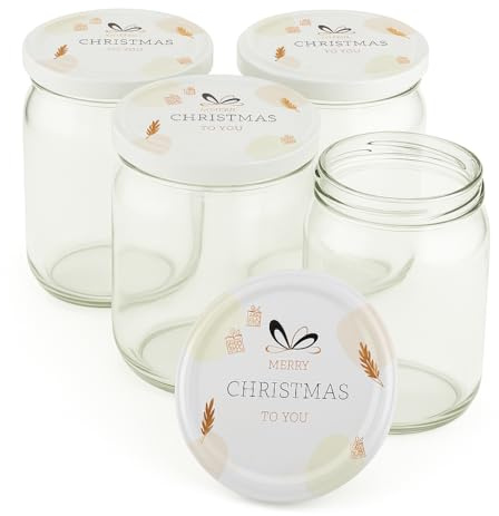 Blumixx Einmachgläser mit Schraubdeckel 8er Pack Einmachglas mit Deckel Christmas to you - 900ml Fassungsvermögen - Ideal für Erntezeit, Konservierung & stilvolle Aufbewahrung