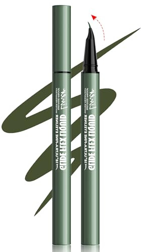 Erinde Eyeliner Verde Metálico, Punta Precisa Inclinada a 18°, Lápiz Ojos Waterproof, Delineador de Ojos Metálico, Alta Pigmentación, Resistente al Agua y a la Transferencia #05