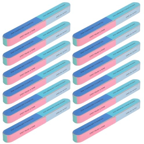 DIYEAH 12 Limas de Uñas Profesionales de 6 Caras 7 Pasos Bloques Pulidores de Uñas Lavables Herramienta para Esmalte Kit para Manos y Pies Cuidado Profesional