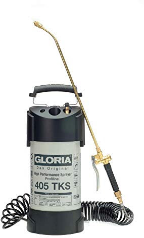 GLORIA Hochleistungssprühgerät 405 TKS Profiline | 5 L Profi Stahl-Drucksprüher mit Kompressoranschluss & 5 m Spiralschlauch | 6 bar | Ölfest | Für Industrie, Handwerk & Reinigung | TÜV & GS geprüft
