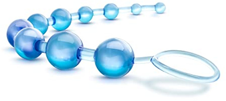 Soft Flexible Jelly 10 Bead Vaginal and Anal Beads - Sex Toy for Men and Women -Blue