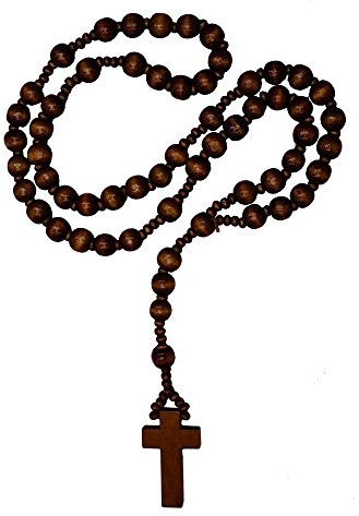 Soul-Cats Rosenkranz aus Holz in DREI versch. Farben braun schwarz Holzperlen Kette Kreuz, Farbe: Dunkelbraun