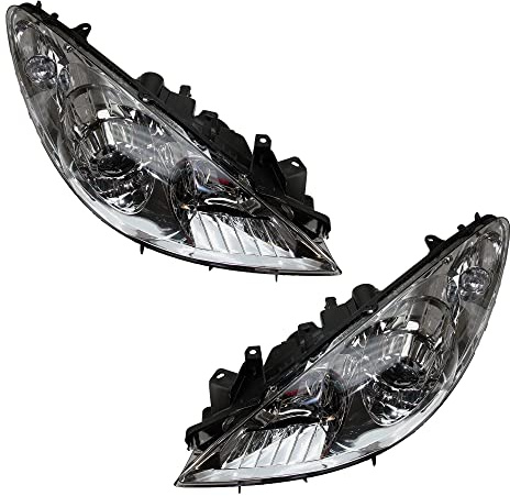 BESTPRICE 2x Hauptscheinwerfer vorne links + rechts H1 / H7 Frontscheinwerfer mit Stellmotor für Leuchtweiteregulierung, Kompatibel mit PEUGEOT 307 (3A/C), 307 Break (3E), 307 CC (3B), 307 SW (3H)