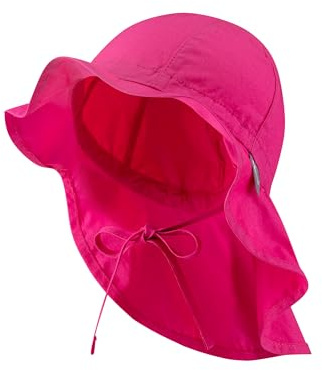 Sterntaler Sonnenhut - Unisex Sommerhut - UV-Schutz 50+ Mütze mit breiter Krempe und Größenregulierung - Nackenschutz - Bindebänder - Baby und Kinder Kopfbedeckung aus Popeline (Bio)
