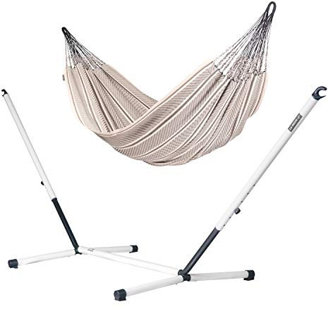 LA SIESTA - Flora Zebra Klassische Hängematte Kingsize aus Bio-Baumwolle + pulverbeschichtetem Stahl-Gestell