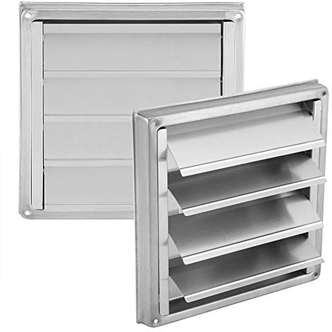 Exhaust Vent Cover External, 100mm Stainless Steel Louvered Dryer Duct Exhaust Air Vent Covers with Not-Return Shutters, One Directional Gravity Close Automatically Grille for Metal Ducts