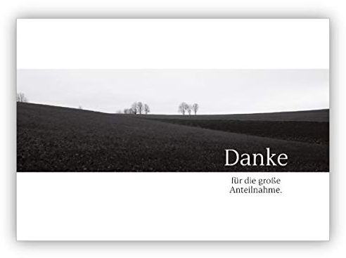 16 Wunderschön moderne Trauer Dankeskarte in schwarz/weiß: Danke für die große Anteilnahme. • Premium Danksagung mit Umschlag nach Trauer, Tod, Beerdigung, Sterbefall, Begräbnis