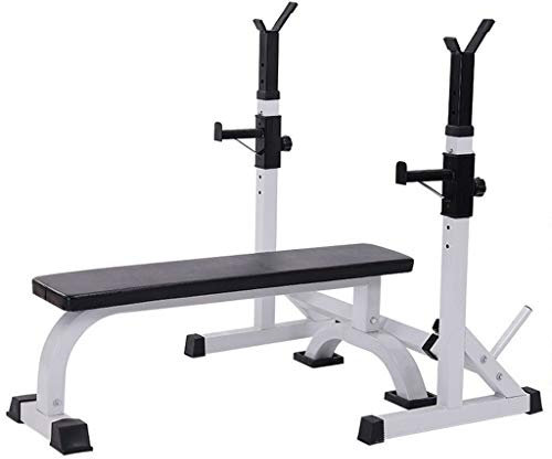 Bankdrücken Und Hantelbank Verstellbares Squat-Rack Langhantel-Rack Heimfitnessgeräte Krafttrainingsgeräte (Color : Weiß, Size : 105x58.5x42cm)
