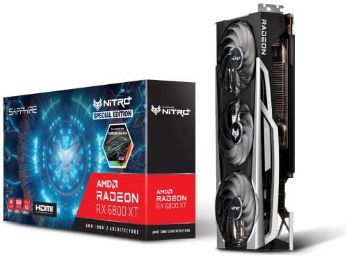 Sapphire Nitro + AMD Radeon RX 6800 XT OC SE Gaming Graphics Card mit 16 GB GDDR6, Schwarz, 11304-01-20G