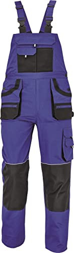 Hans - Pantalones con Peto de Trabajo de Algodón para Hombre - Slim fit - Mono de protección - Azul Real EU60