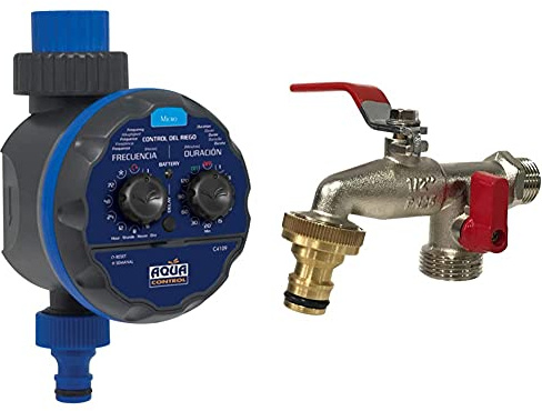 Aqua Control C4109 Programador de Riego para Jardín + Grifo Doble