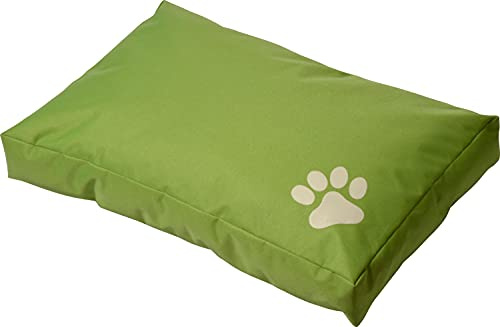 dobar 60441 Hundekissen Open Air - Outdoor Hundebett wasserabweisend - reißfeste Hundematratze mit recycelter Polyester Füllung - Hundematte für den Außenbereich - 58 x 38 x 8 cm - Grün