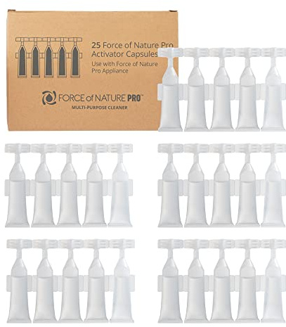 Force of Nature Pro Activator Capsules - Eco-Friendly All Purpose Cleaner Refill - Disinfectant, Sanitizer, Deodorizer Bulk Supplies for School, Office, Hospital - 25 Count, 10ml Each