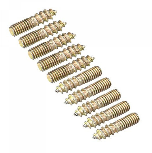 sourcing map M4 x 16 mm Stockschrauben, 12 Stück doppelseitige Gewinde-Dübelschrauben für Holzmöbel
