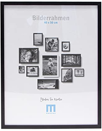 Zeitlos, moderner Bilderrahmen aus MDF, schwarz für 40x50 cm kleine Fotos und Bilder. Inkl. Acrylglasschutz. Er eignet Sich als Tisch-Aufsteller und für die Wand, im Hochformat oder Querformat.